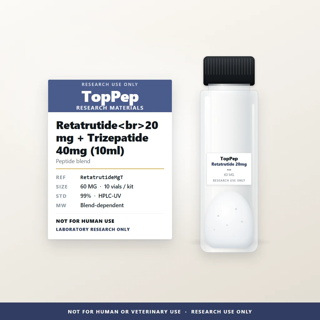 Retatrutide 20mg + Trizepatide 40mg (10ml) reference material — Peptide blend